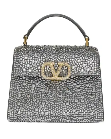Valentino Garavani VSling Mini Rhinestone Suede Top-Handle Bag | Thumbnail 1 Valentino Garavani VSling Mini Rhinestone Suede Top-Handle Bag | Thumbnail 1