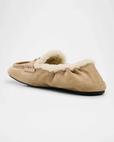 Miu Miu Shearling Lined Suede Penny Loafers | Thumbnail 4 Miu Miu Shearling Lined Suede Penny Loafers | Thumbnail 4