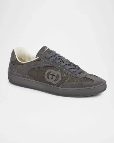 Gucci Mens G74 Tonal Canvas and Suede Sneakers | Thumbnail 2 Gucci Mens G74 Tonal Canvas and Suede Sneakers | Thumbnail 2
