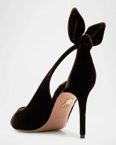Aquazzura 85mm Velvet Bow Pumps | Thumbnail 4 Aquazzura 85mm Velvet Bow Pumps | Thumbnail 4