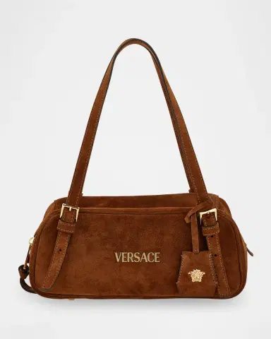 Versace Medusa Tag Suede Bowling Shoulder Bag | Thumbnail 2 Versace Medusa Tag Suede Bowling Shoulder Bag | Thumbnail 2