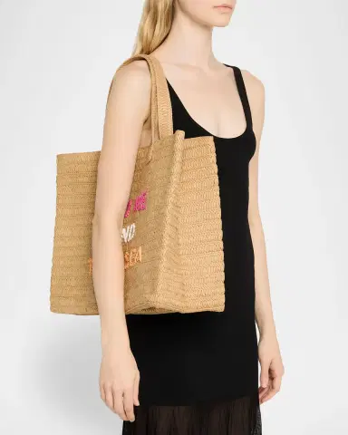 BTB Los Angeles You Me And The Sea Woven Straw Tote Bag | Thumbnail 2 BTB Los Angeles You Me And The Sea Woven Straw Tote Bag | Thumbnail 2