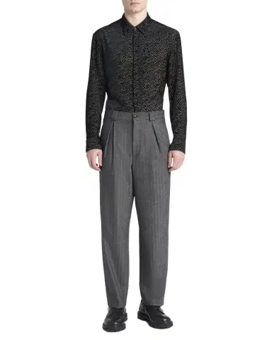 Giorgio Armani Men's Diagonal-Woven Viscose Dress Shirt | Thumbnail 1 Giorgio Armani Men's Diagonal-Woven Viscose Dress Shirt | Thumbnail 1