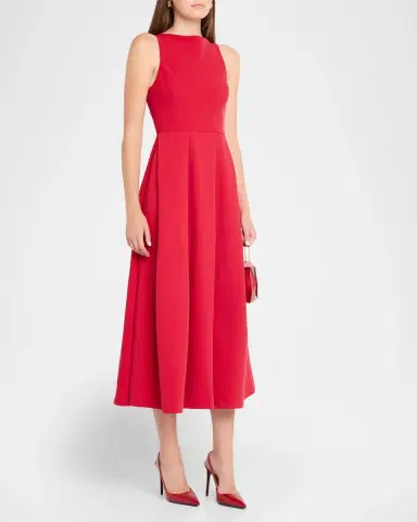 Emporio Armani Sleeveless Pleated Techno Cady Midi Dress | Thumbnail 4 Emporio Armani Sleeveless Pleated Techno Cady Midi Dress | Thumbnail 4