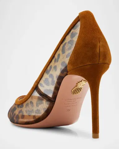 Aquazzura 85mm Leopard Mesh and Suede Pumps | Thumbnail 4 Aquazzura 85mm Leopard Mesh and Suede Pumps | Thumbnail 4