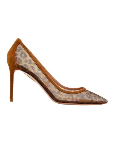Aquazzura 85mm Leopard Mesh and Suede Pumps | Thumbnail 1 Aquazzura 85mm Leopard Mesh and Suede Pumps | Thumbnail 1