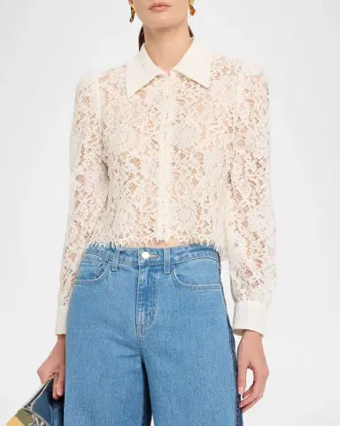 L'Agence Anita Floral Lace Button-Front Blouse | Thumbnail 4 L'Agence Anita Floral Lace Button-Front Blouse | Thumbnail 4