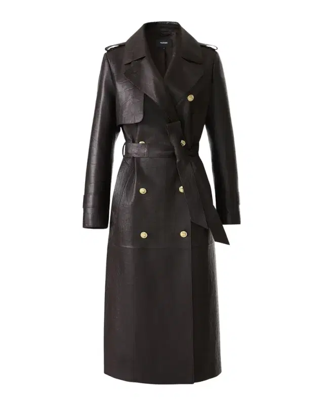 Gael-NV Croc-Embossed Leather Trench Coat Gael-NV Croc-Embossed Leather Trench Coat