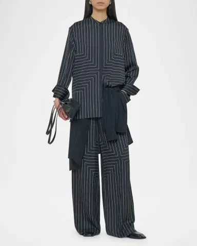 Joseph Athena Geometric Striped Blouse | Thumbnail 2 Joseph Athena Geometric Striped Blouse | Thumbnail 2