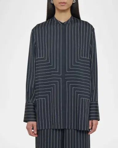 Joseph Athena Geometric Striped Blouse | Thumbnail 4 Joseph Athena Geometric Striped Blouse | Thumbnail 4