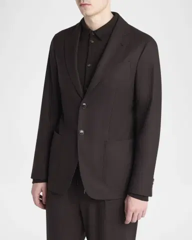 Giorgio Armani Men's Patch-Pocket Cashmere Stretch Soft Sport Coat | Thumbnail 4 Giorgio Armani Men's Patch-Pocket Cashmere Stretch Soft Sport Coat | Thumbnail 4