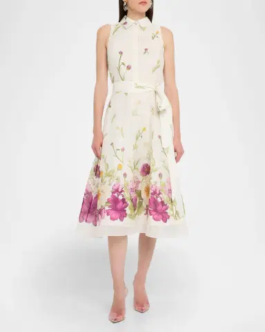 Rickie Freeman for Teri Jon Sleeveless Floral-Print Midi Shirtdress | Thumbnail 2 Rickie Freeman for Teri Jon Sleeveless Floral-Print Midi Shirtdress | Thumbnail 2