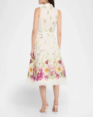 Rickie Freeman for Teri Jon Sleeveless Floral-Print Midi Shirtdress | Thumbnail 3 Rickie Freeman for Teri Jon Sleeveless Floral-Print Midi Shirtdress | Thumbnail 3