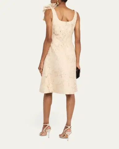 Rickie Freeman for Teri Jon Floral Applique Metallic Jacquard Dress | Thumbnail 3 Rickie Freeman for Teri Jon Floral Applique Metallic Jacquard Dress | Thumbnail 3
