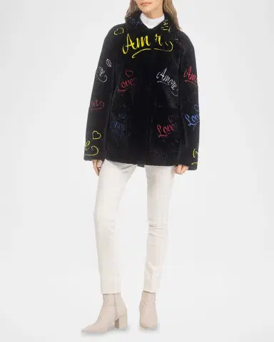 Gorski Select Shearling Lamb Love Embroidered Jacket | Thumbnail 2 Gorski Select Shearling Lamb Love Embroidered Jacket | Thumbnail 2