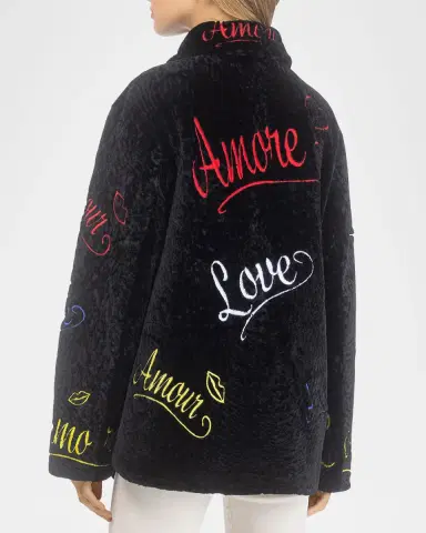 Gorski Select Shearling Lamb Love Embroidered Jacket | Thumbnail 3 Gorski Select Shearling Lamb Love Embroidered Jacket | Thumbnail 3