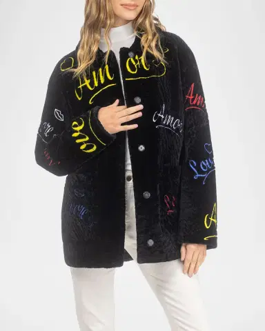 Gorski Select Shearling Lamb Love Embroidered Jacket | Thumbnail 5 Gorski Select Shearling Lamb Love Embroidered Jacket | Thumbnail 5