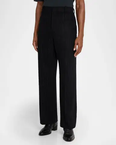 Saint Laurent Men's Wool and Cashmere Straight-Leg Pinstripe Pants | Thumbnail 4 Saint Laurent Men's Wool and Cashmere Straight-Leg Pinstripe Pants | Thumbnail 4