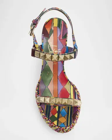 Christian Louboutin 100mm Pyraclou Satin Spike Wedge Sandals | Thumbnail 4 Christian Louboutin 100mm Pyraclou Satin Spike Wedge Sandals | Thumbnail 4