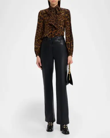 Adam Lippes Joan Leopard-Print Silk Scarf-Neck Blouse | Thumbnail 2 Adam Lippes Joan Leopard-Print Silk Scarf-Neck Blouse | Thumbnail 2
