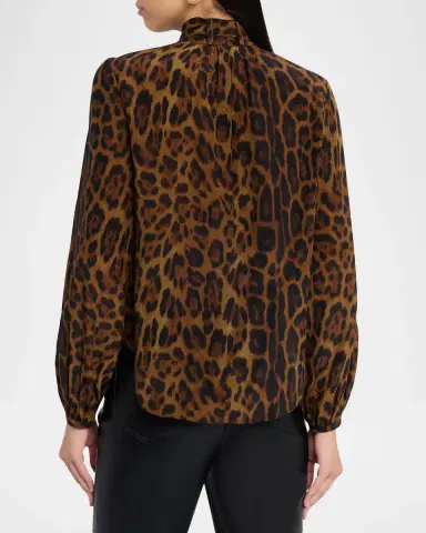 Adam Lippes Joan Leopard-Print Silk Scarf-Neck Blouse | Thumbnail 3 Adam Lippes Joan Leopard-Print Silk Scarf-Neck Blouse | Thumbnail 3
