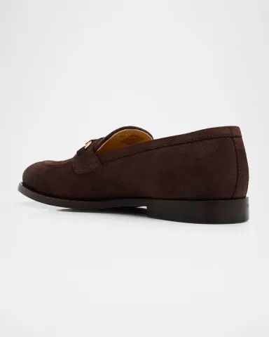 Brunello Cucinelli Men 's Oiled Suede Bit Loafers | Thumbnail 4 Brunello Cucinelli Men 's Oiled Suede Bit Loafers | Thumbnail 4