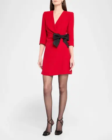 Valentino Garavani Draped Wrap Bow Mini Dress | Thumbnail 4 Valentino Garavani Draped Wrap Bow Mini Dress | Thumbnail 4