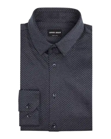 Giorgio Armani Men's Micro-Circle Point Collar Dress Shirt | Thumbnail 1 Giorgio Armani Men's Micro-Circle Point Collar Dress Shirt | Thumbnail 1