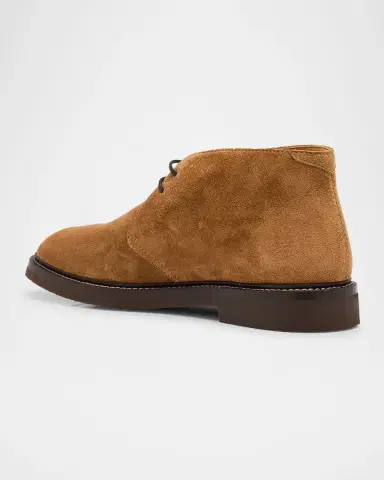 Brunello Cucinelli Men 's Suede Rubber-Sole Chukka Boots | Thumbnail 4 Brunello Cucinelli Men 's Suede Rubber-Sole Chukka Boots | Thumbnail 4