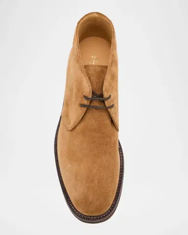 Brunello Cucinelli Men 's Suede Rubber-Sole Chukka Boots | Thumbnail 6 Brunello Cucinelli Men 's Suede Rubber-Sole Chukka Boots | Thumbnail 6