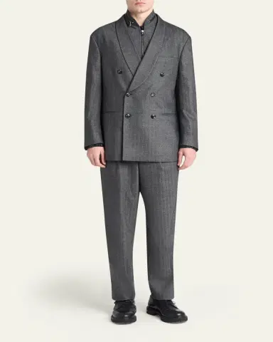 Giorgio Armani Men's Heritage Line Chevron Wool and Cashmere Double-Breasted Suit | Thumbnail 2 Giorgio Armani Men's Heritage Line Chevron Wool and Cashmere Double-Breasted Suit | Thumbnail 2