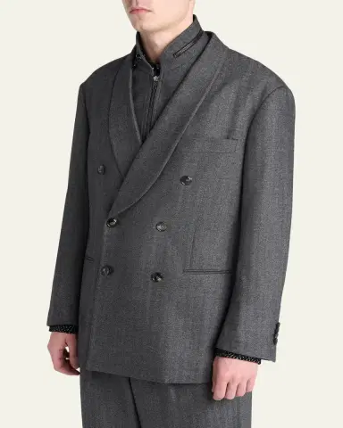 Giorgio Armani Men's Heritage Line Chevron Wool and Cashmere Double-Breasted Suit | Thumbnail 4 Giorgio Armani Men's Heritage Line Chevron Wool and Cashmere Double-Breasted Suit | Thumbnail 4
