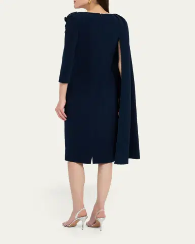 Rickie Freeman for Teri Jon Cape-Sleeve Crepe Midi Dress | Thumbnail 3 Rickie Freeman for Teri Jon Cape-Sleeve Crepe Midi Dress | Thumbnail 3