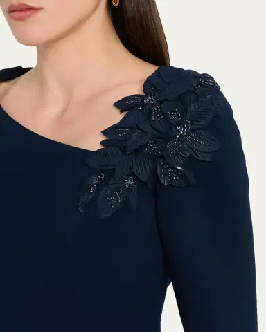 Rickie Freeman for Teri Jon Cape-Sleeve Crepe Midi Dress | Thumbnail 5 Rickie Freeman for Teri Jon Cape-Sleeve Crepe Midi Dress | Thumbnail 5