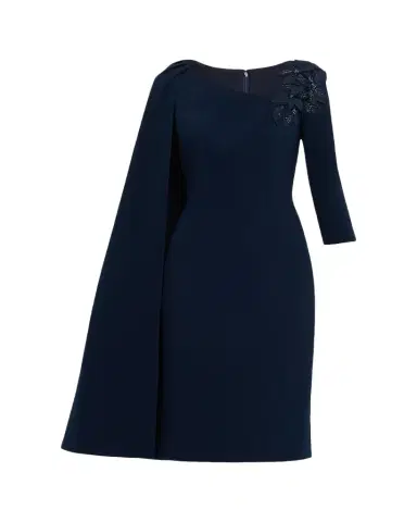 Rickie Freeman for Teri Jon Cape-Sleeve Crepe Midi Dress | Thumbnail 1 Rickie Freeman for Teri Jon Cape-Sleeve Crepe Midi Dress | Thumbnail 1