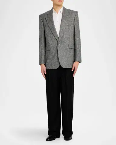 Saint Laurent Men's Wool Prince de Galles Plaid Jacket | Thumbnail 2 Saint Laurent Men's Wool Prince de Galles Plaid Jacket | Thumbnail 2