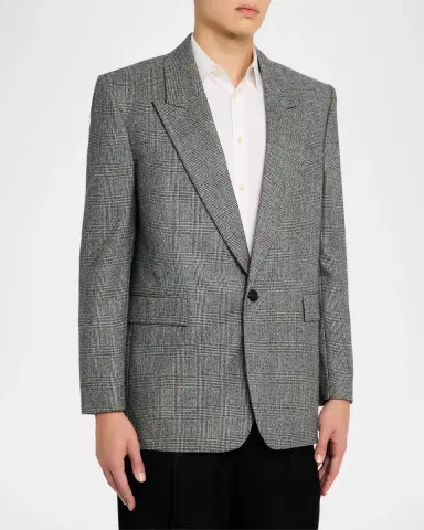 Saint Laurent Men's Wool Prince de Galles Plaid Jacket | Thumbnail 4 Saint Laurent Men's Wool Prince de Galles Plaid Jacket | Thumbnail 4