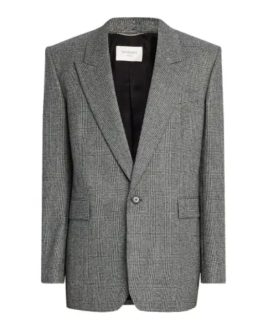 Saint Laurent Men's Wool Prince de Galles Plaid Jacket | Thumbnail 1 Saint Laurent Men's Wool Prince de Galles Plaid Jacket | Thumbnail 1