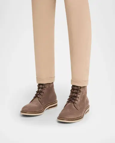 Brunello Cucinelli Men 's Suede Two-Tone Sole Lace-Up Boots | Thumbnail 2 Brunello Cucinelli Men 's Suede Two-Tone Sole Lace-Up Boots | Thumbnail 2