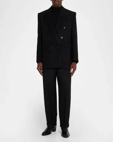 Saint Laurent Men's Pinstripe Double-Breasted Peak Lapel Sport Coat | Thumbnail 2 Saint Laurent Men's Pinstripe Double-Breasted Peak Lapel Sport Coat | Thumbnail 2