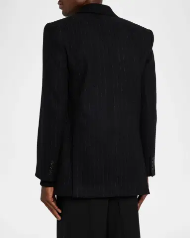 Saint Laurent Men's Pinstripe Double-Breasted Peak Lapel Sport Coat | Thumbnail 3 Saint Laurent Men's Pinstripe Double-Breasted Peak Lapel Sport Coat | Thumbnail 3