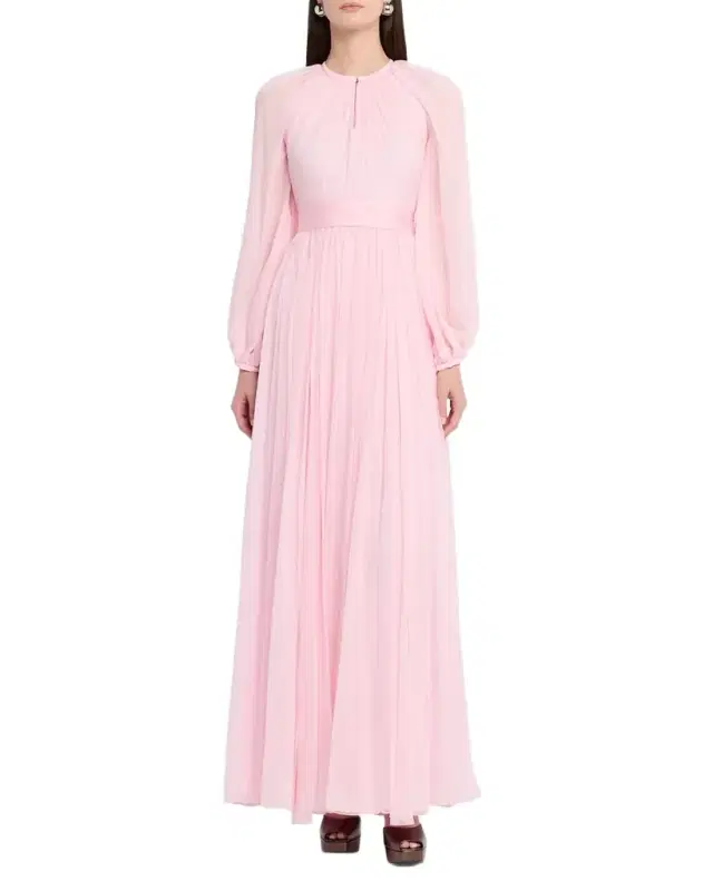 Balloon-Sleeve Silk Chiffon Gown Balloon-Sleeve Silk Chiffon Gown