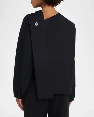 Brandon Maxwell The Quinn Poplin Scarf-Neck Top | Thumbnail 2 Brandon Maxwell The Quinn Poplin Scarf-Neck Top | Thumbnail 2