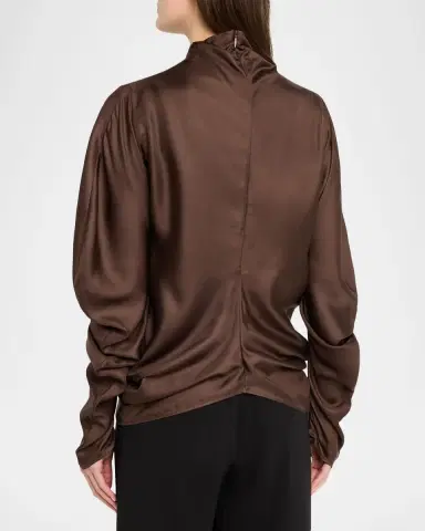 The Row Miles Turtleneck Draped Silk Top | Thumbnail 2 The Row Miles Turtleneck Draped Silk Top | Thumbnail 2