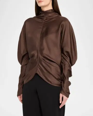The Row Miles Turtleneck Draped Silk Top | Thumbnail 3 The Row Miles Turtleneck Draped Silk Top | Thumbnail 3