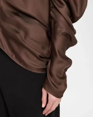 The Row Miles Turtleneck Draped Silk Top | Thumbnail 4 The Row Miles Turtleneck Draped Silk Top | Thumbnail 4