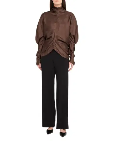 The Row Miles Turtleneck Draped Silk Top | Thumbnail 1 The Row Miles Turtleneck Draped Silk Top | Thumbnail 1