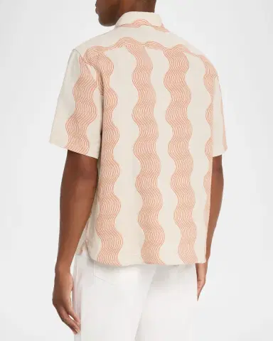 Frescobol Carioca Men 's Castro Linen Cabana Stripe Short-Sleeve Shirt | Thumbnail 3 Frescobol Carioca Men 's Castro Linen Cabana Stripe Short-Sleeve Shirt | Thumbnail 3