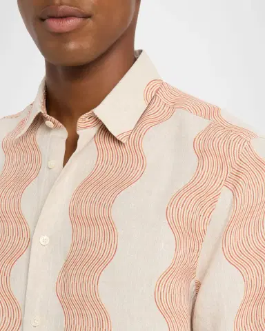 Frescobol Carioca Men 's Castro Linen Cabana Stripe Short-Sleeve Shirt | Thumbnail 5 Frescobol Carioca Men 's Castro Linen Cabana Stripe Short-Sleeve Shirt | Thumbnail 5