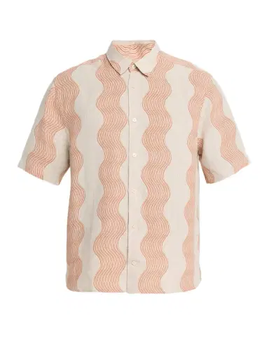 Frescobol Carioca Men 's Castro Linen Cabana Stripe Short-Sleeve Shirt | Thumbnail 1 Frescobol Carioca Men 's Castro Linen Cabana Stripe Short-Sleeve Shirt | Thumbnail 1